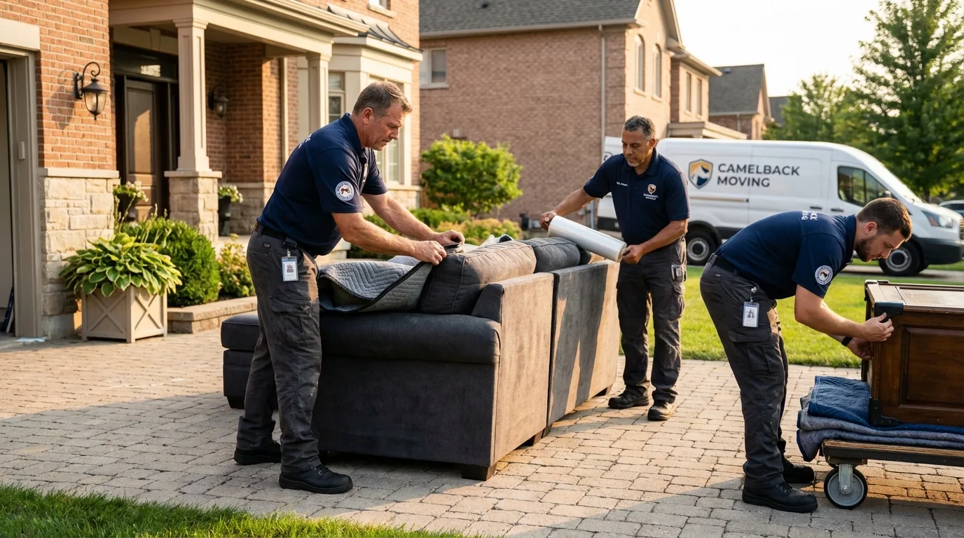 Large estate moving crew wrapping furniture in Garland, UT