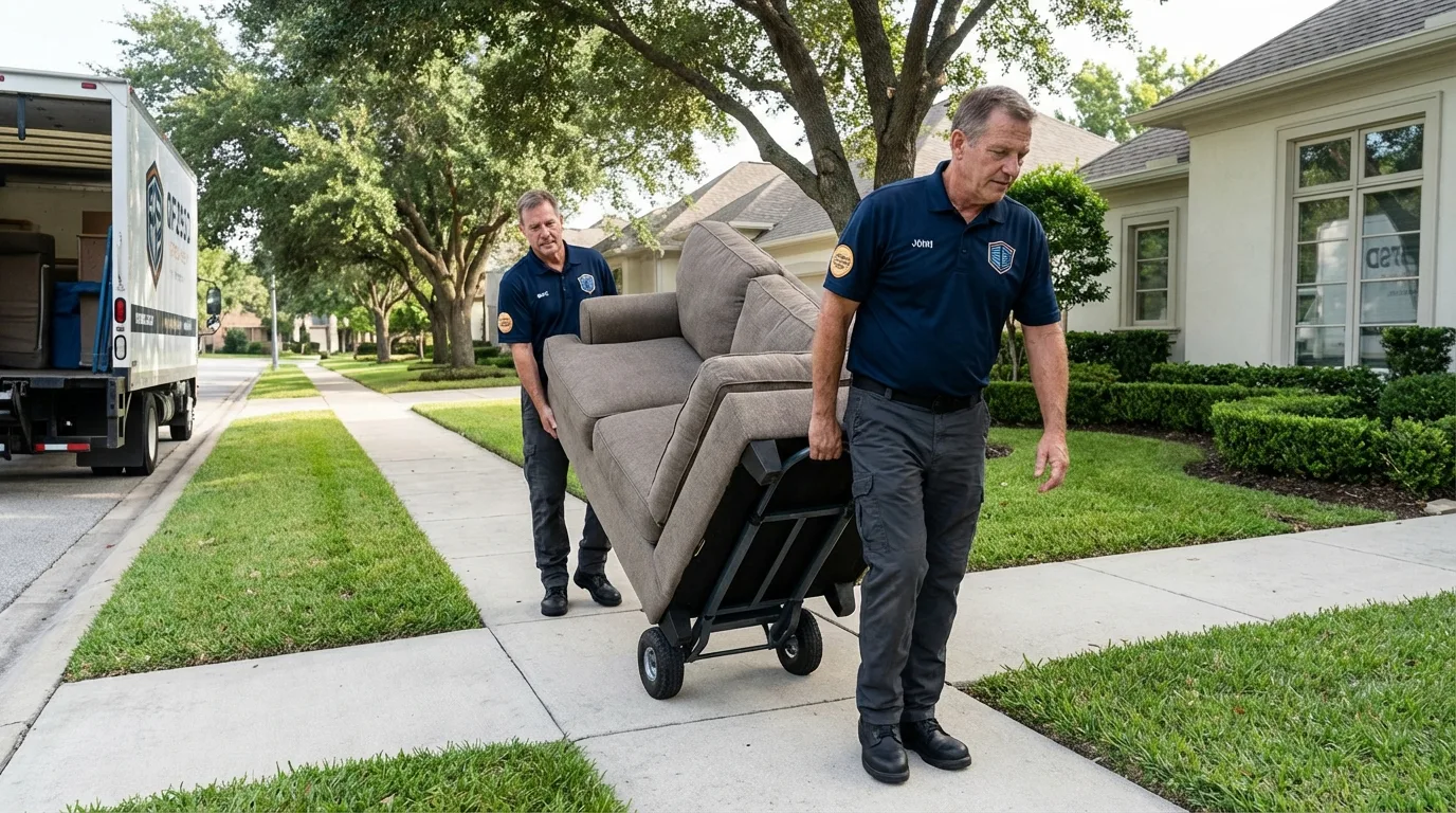 Local residential moving crew loading furniture in Garland, UT
